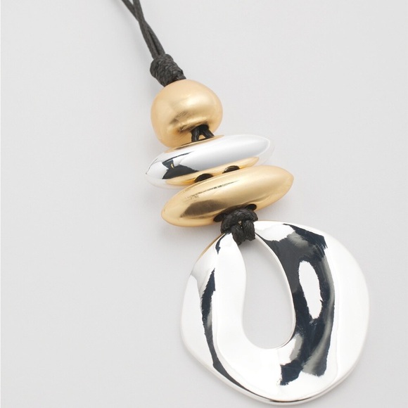 CHICO’S Adjustable Mixed Metals Pendant Necklace • Gold Silver • Shiny Metallic - Picture 11 of 14